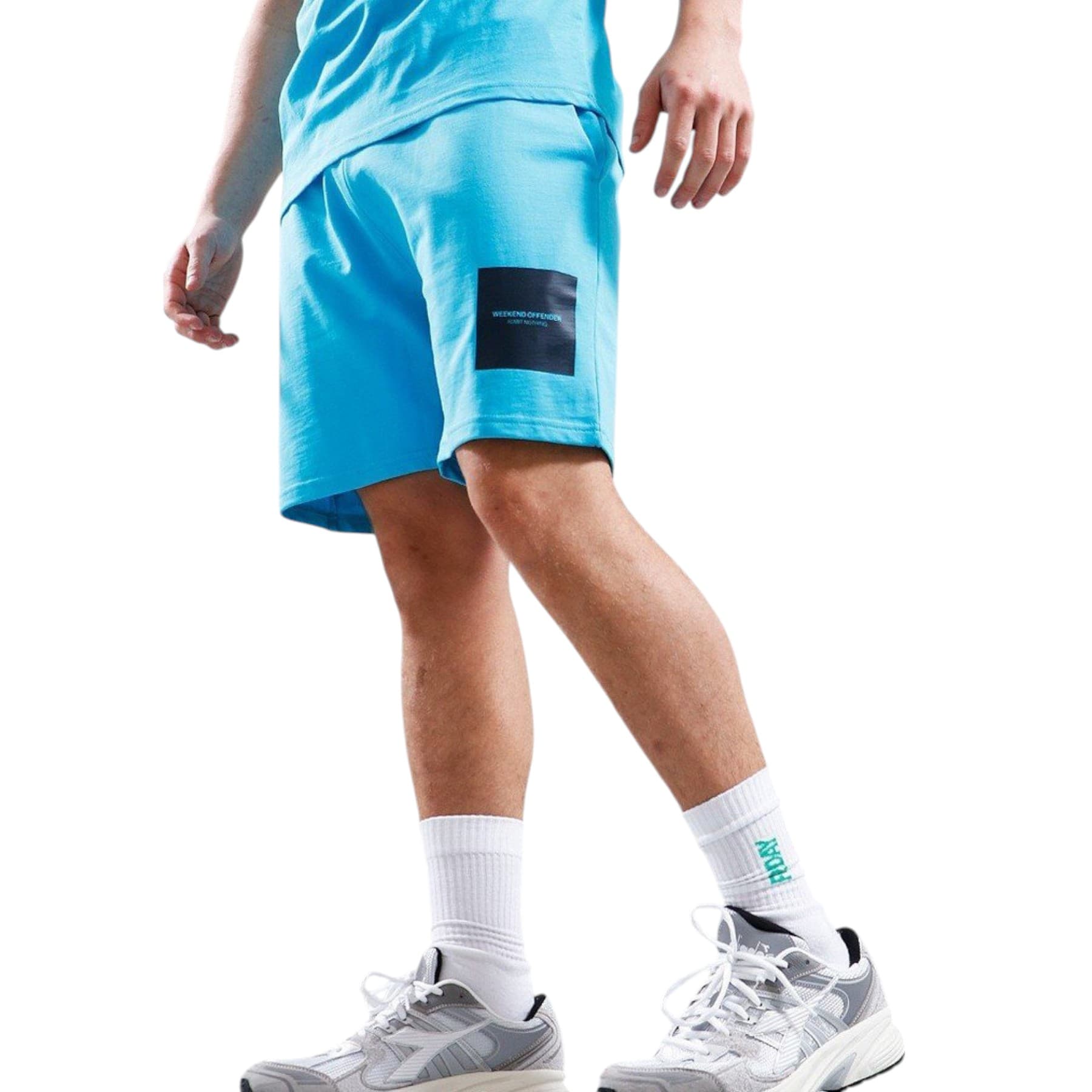 Weekend Offender Tagua short in aqua, front view