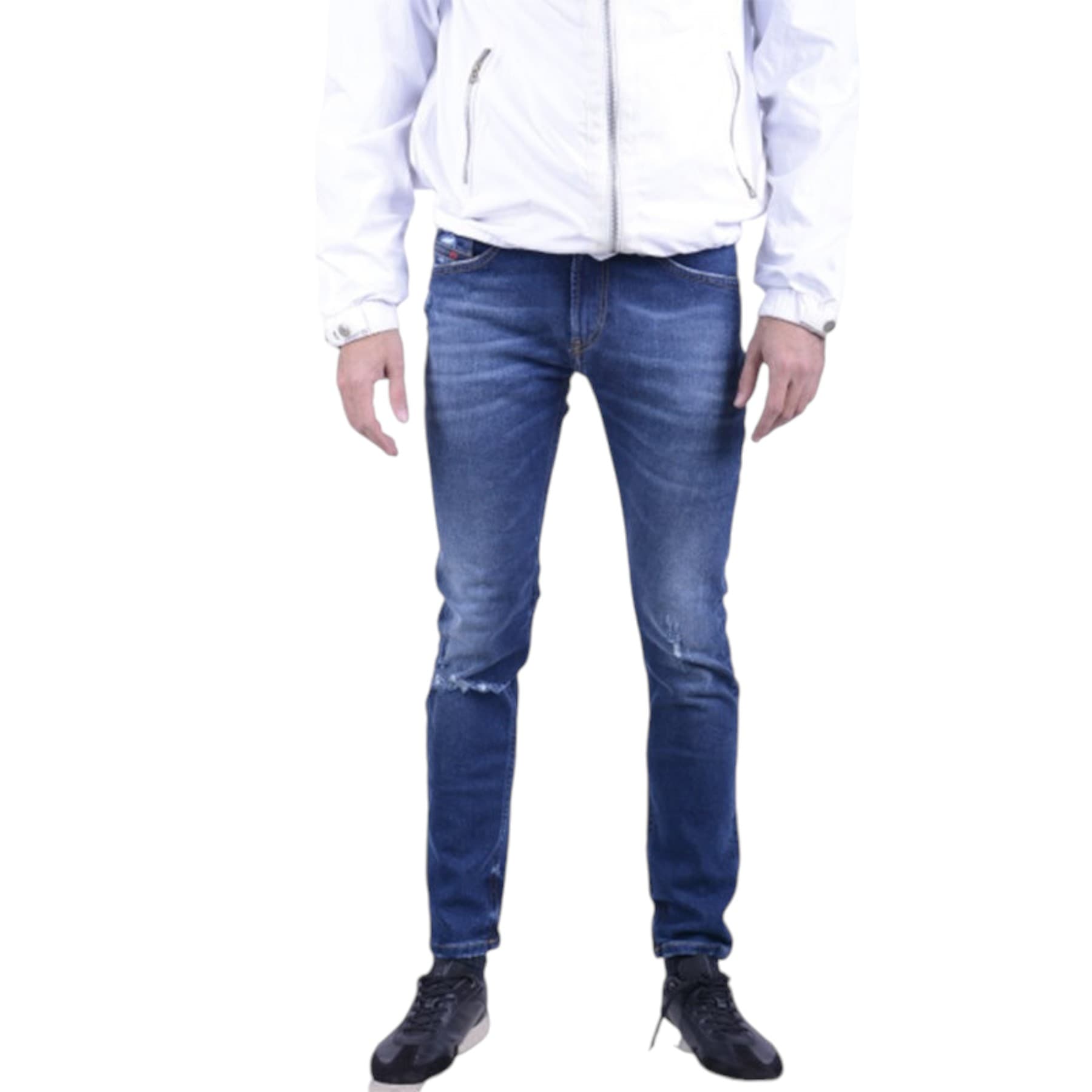 Diesel THOMMER 084ZB mens distressed stretch slim-fit denim jeans front view