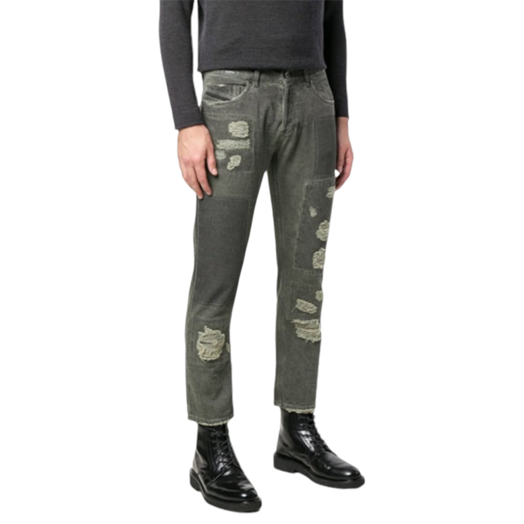 Diesel BG8U8 black gold distressed denim jeans front view