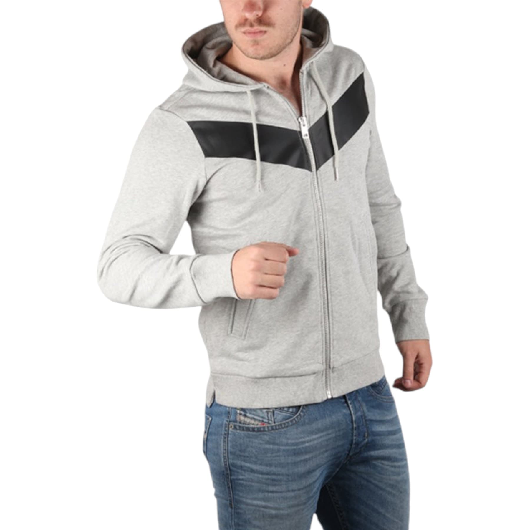 Diesel S SMASHINGNEW mens grey zipped hoodie front view