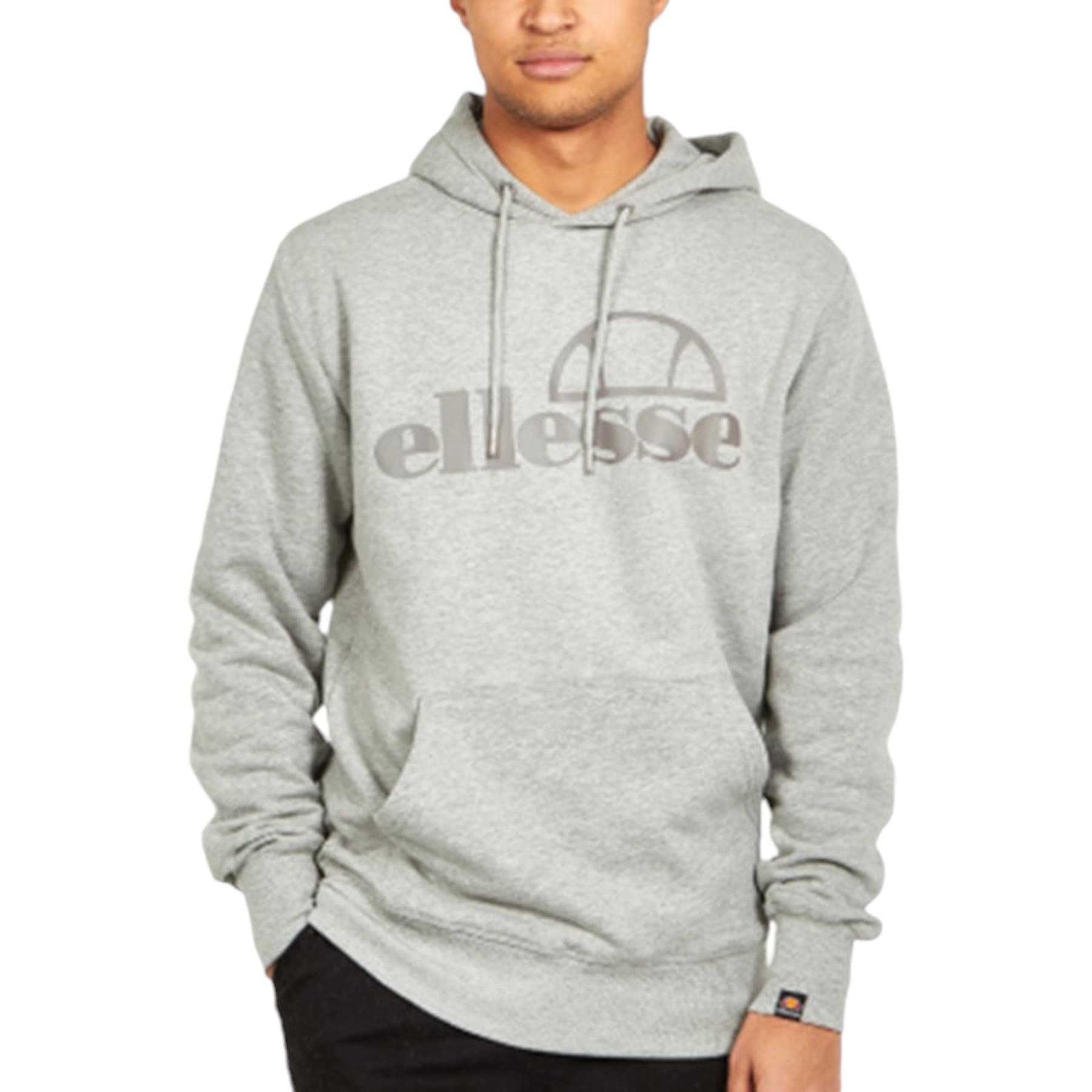 Ellesse Gianel OH grey marl men's hoodie front view with chest logo