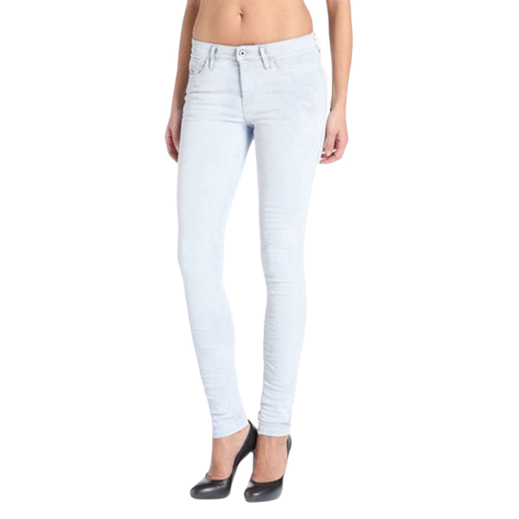 Diesel Skinzee black distressed skinny jeans front view