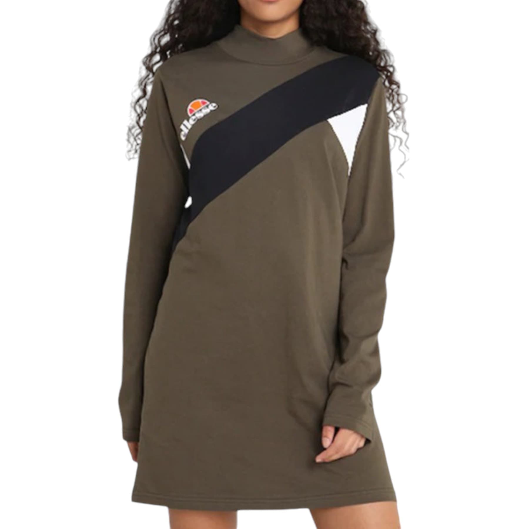 Ellesse Nicole womens dress front view with branded chest logo and long sleeves