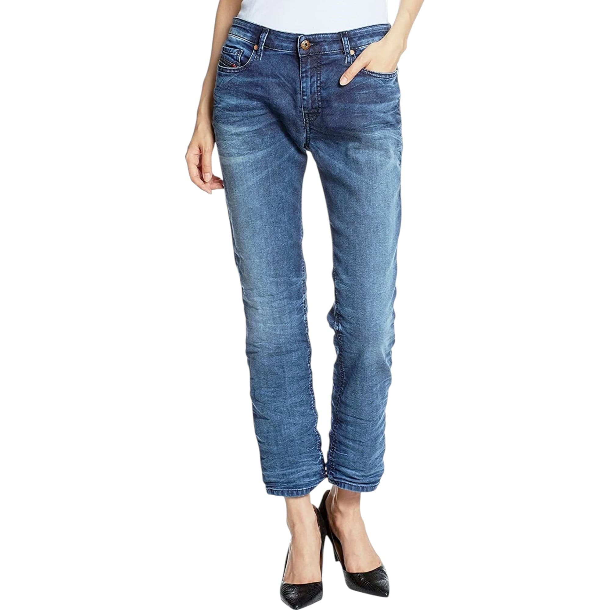 Diesel Rizzo-NE women's jogg jeans front view in 0674Z wash