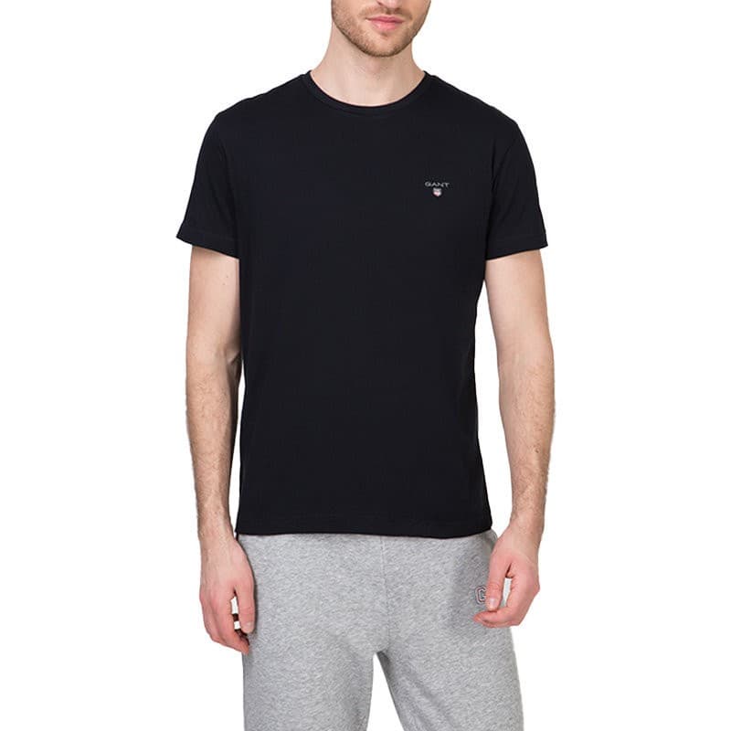 Gant men's Original Crew Neck T-shirt in Cobalt, front view with embroidered logo