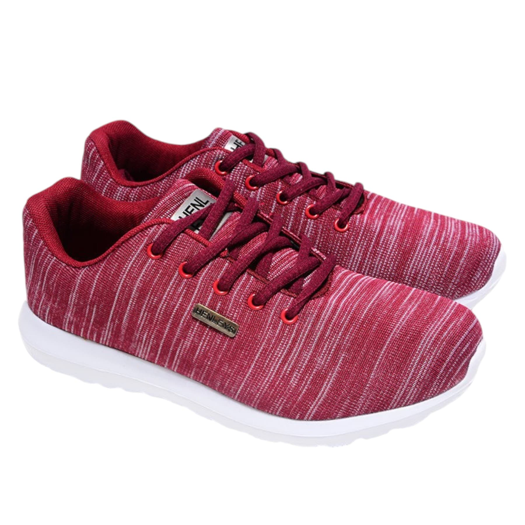 Henleys H77FS0368 mens trainers burgundy front view