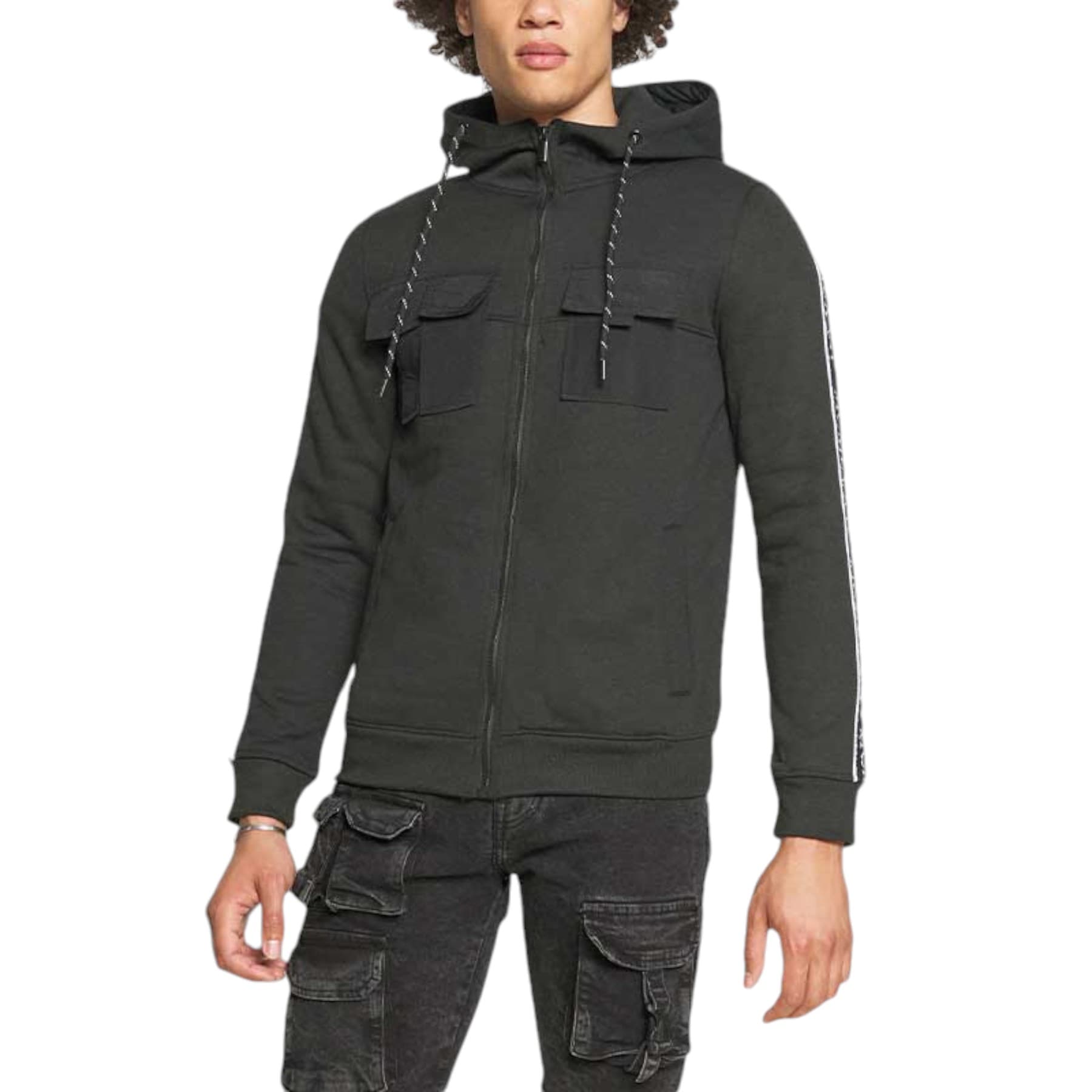 Brave Soul MSS-516ATTU men's black pullover hoodie front view
