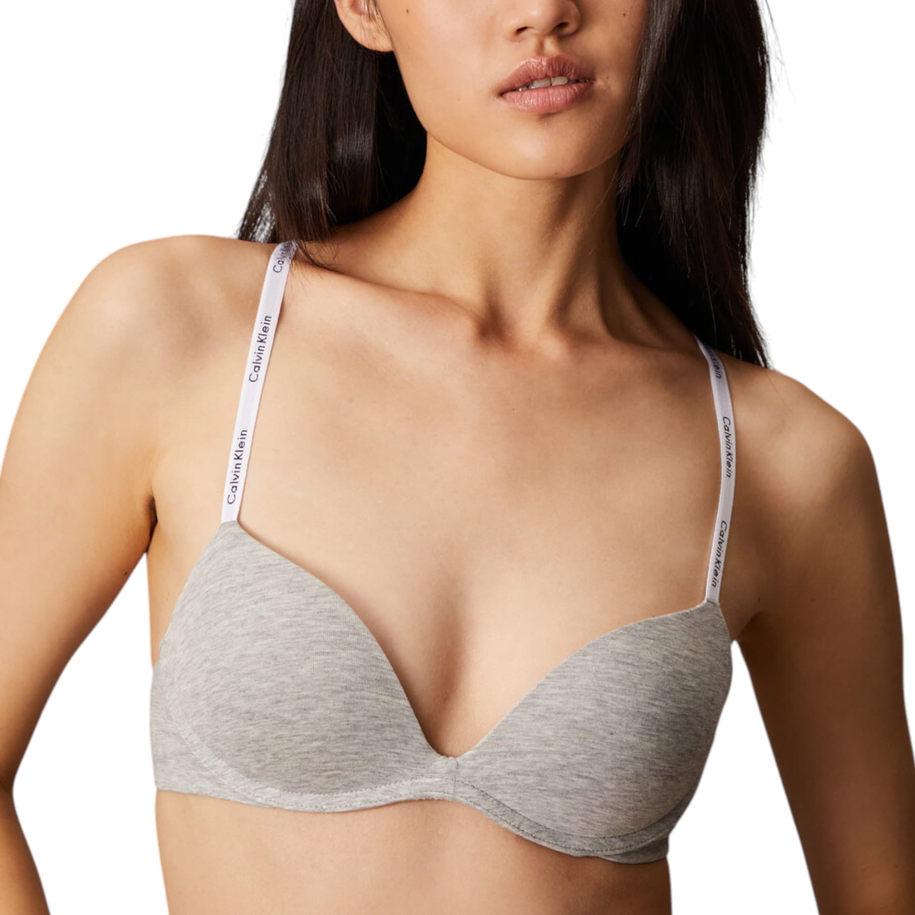 Calvin Klein grey heather wirefree plunge bra front view