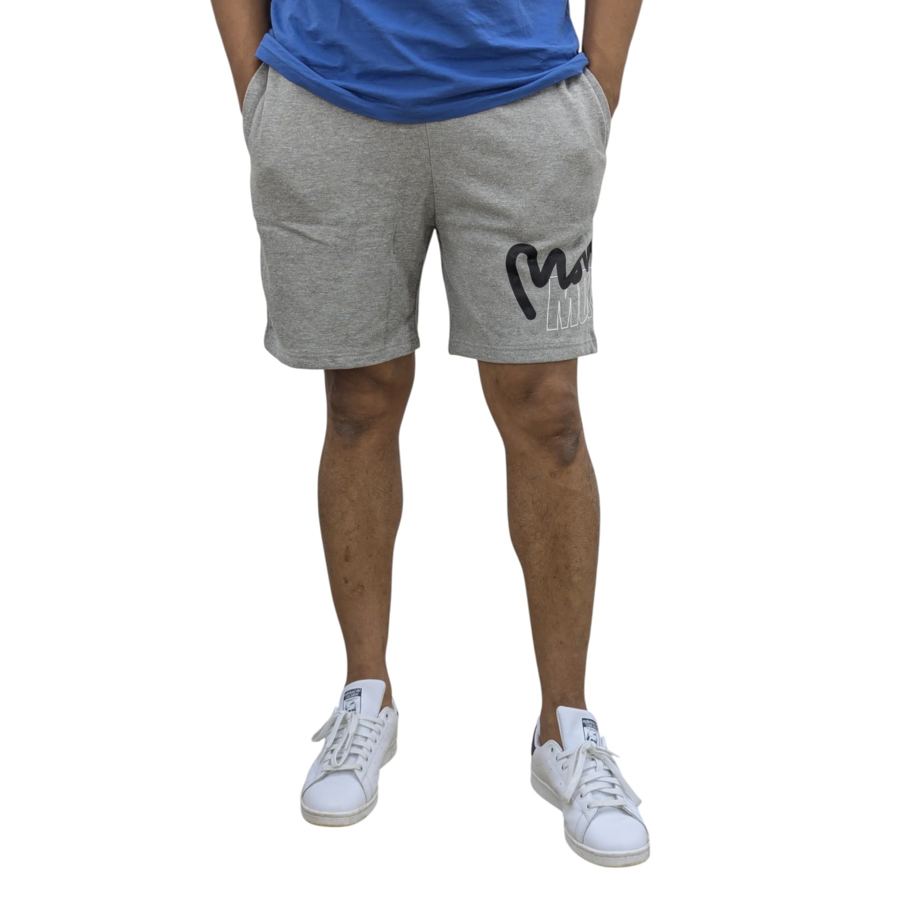 Money Clothing men's grey cotton shorts front view with drawstring